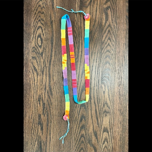 Vintage 70s Hand Woven Santa Fe Native Belt Rainbow Multi Color Hat Band
